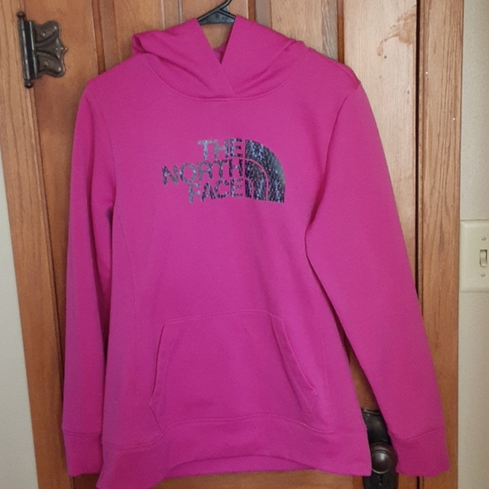 North face hot pink size large hooded sweatshirt